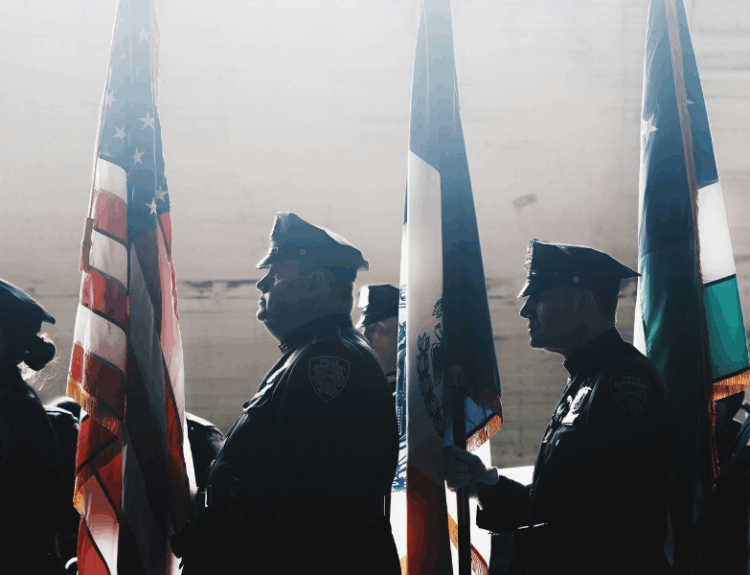 law enforcement officers in a line
