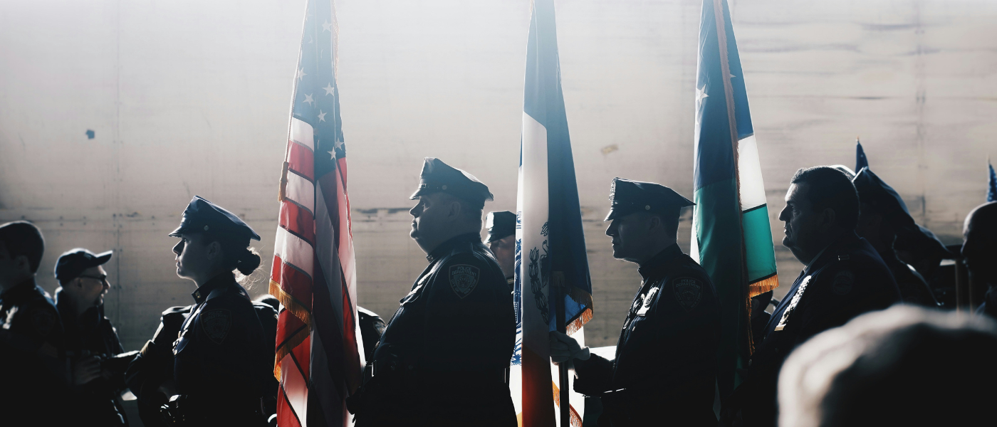 law enforcement officers in a line